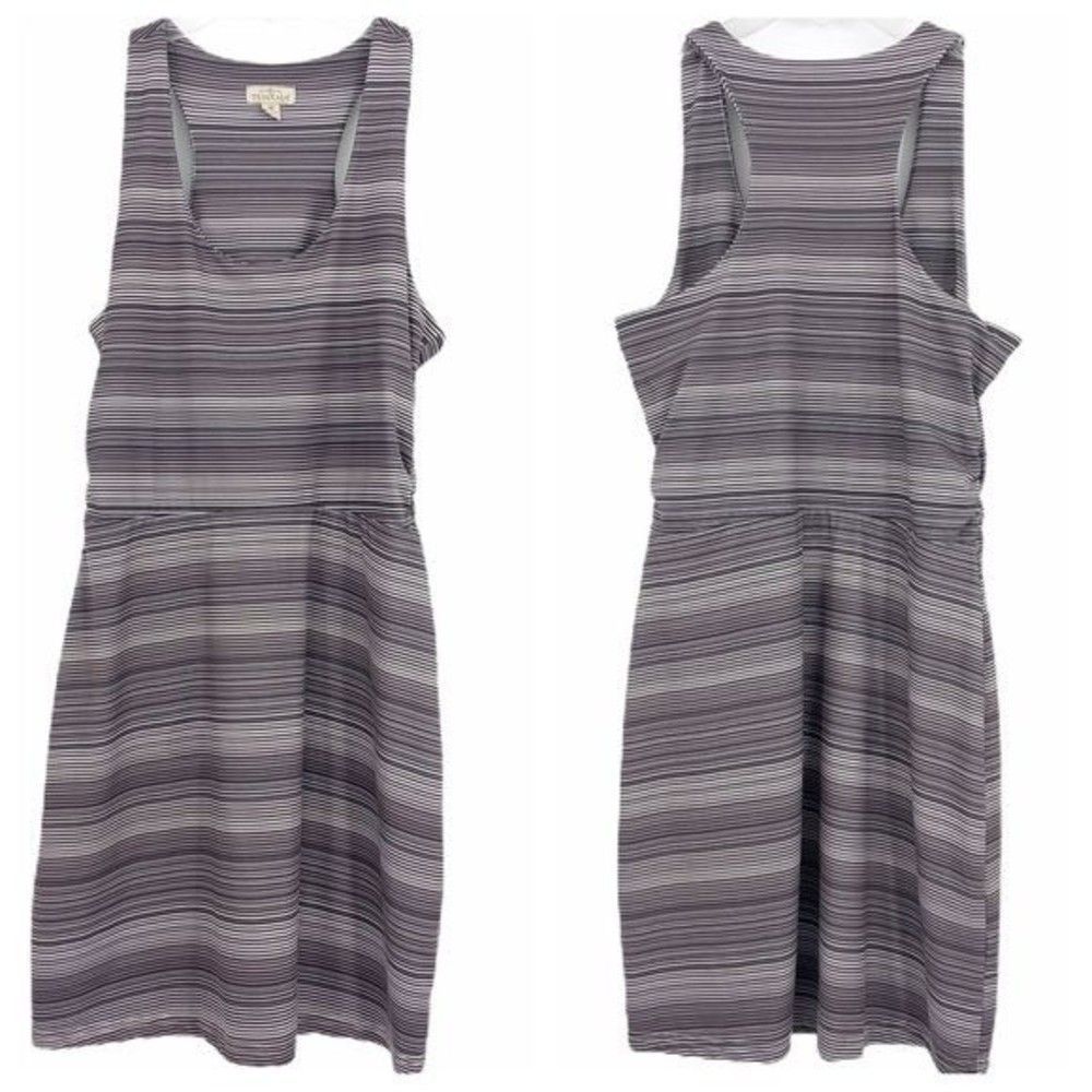 Tehama Dress Athletic Gray Stripe Scoop Neck Racer Back